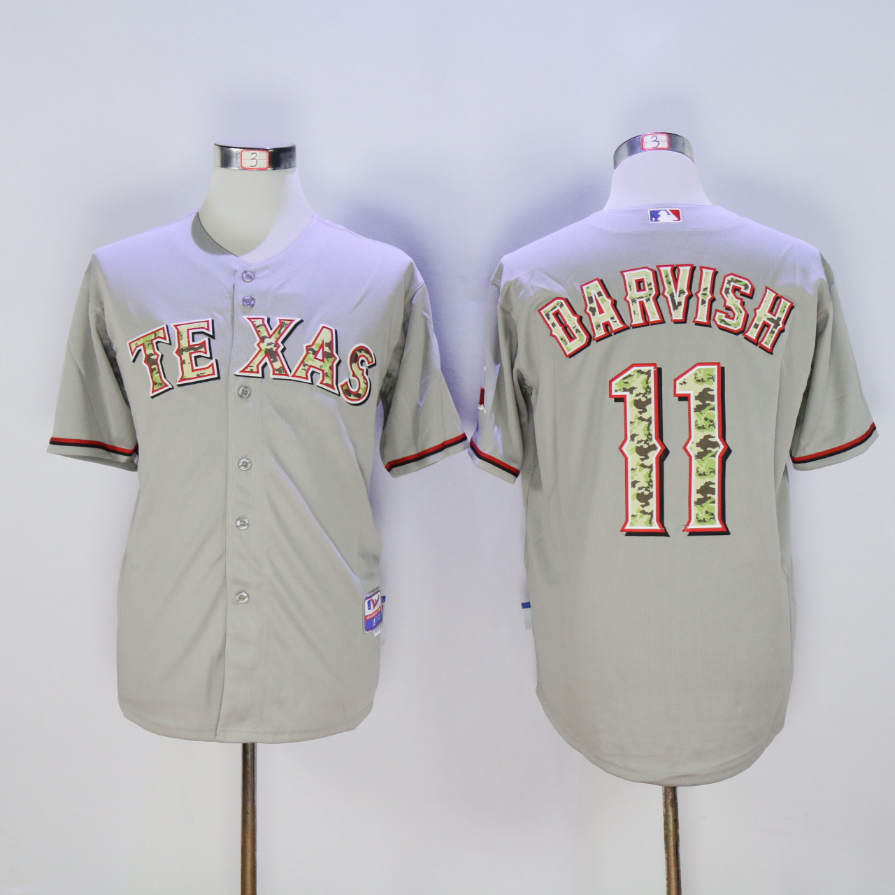 Men Texas Rangers 11 Darvish Grey Camo MLB Jerseys